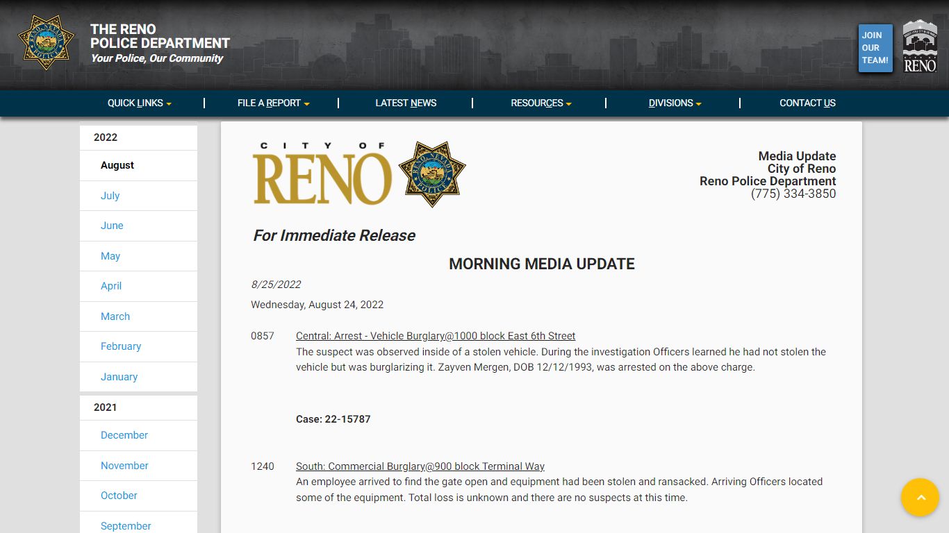 News - Reno Police Department